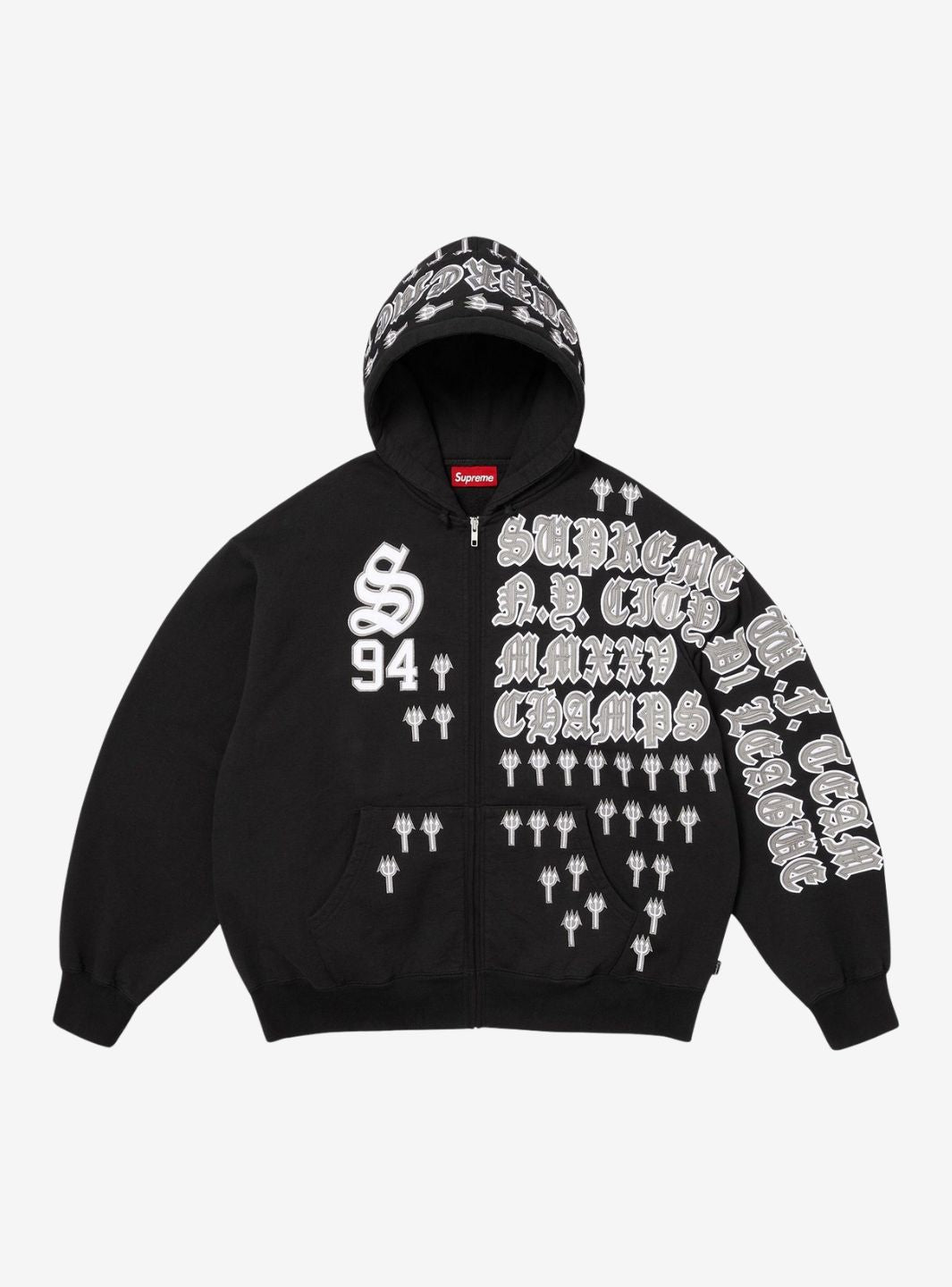 Supreme League Champs Zip Up Hooded Sweatshirt Black