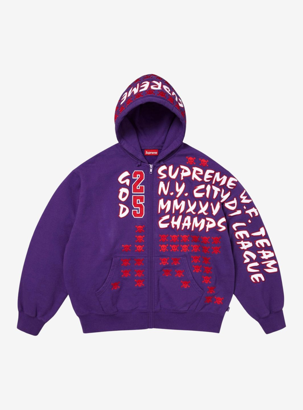 Supreme League Champs Zip Up Hooded Sweatshirt Purple