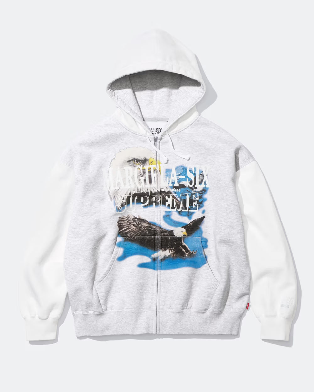 Supreme MM6 Maison Margiela Eagle Zip Up Hooded Sweatshirt Grey