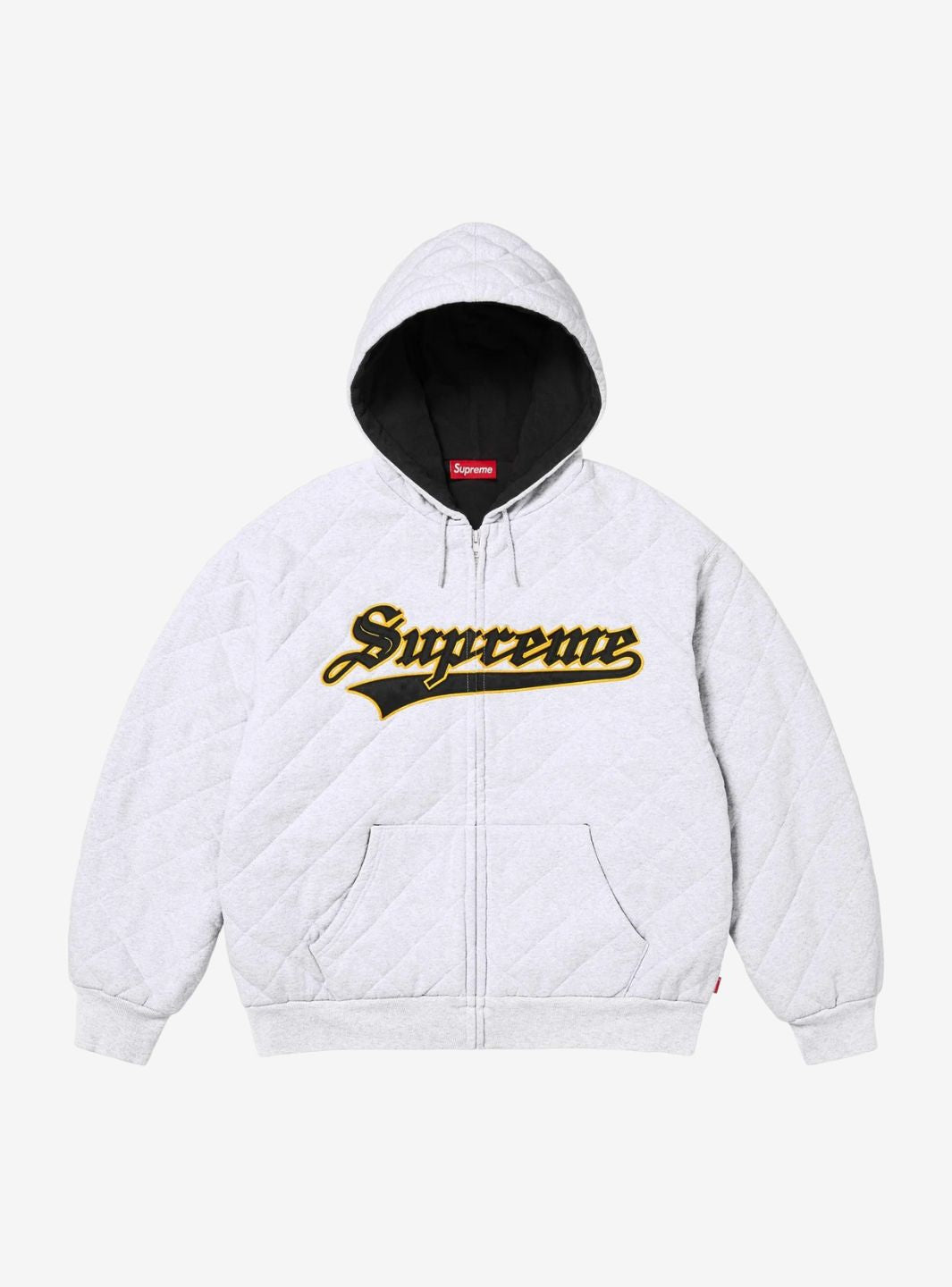 Supreme Quilted Zip Up Hooded Sweatshirt Ash Grey