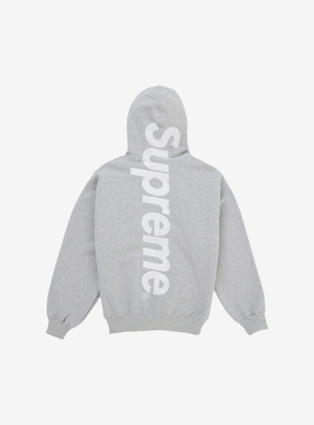 Supreme Satin Applique Hooded Sweatshirt (SS26) Heather Grey
