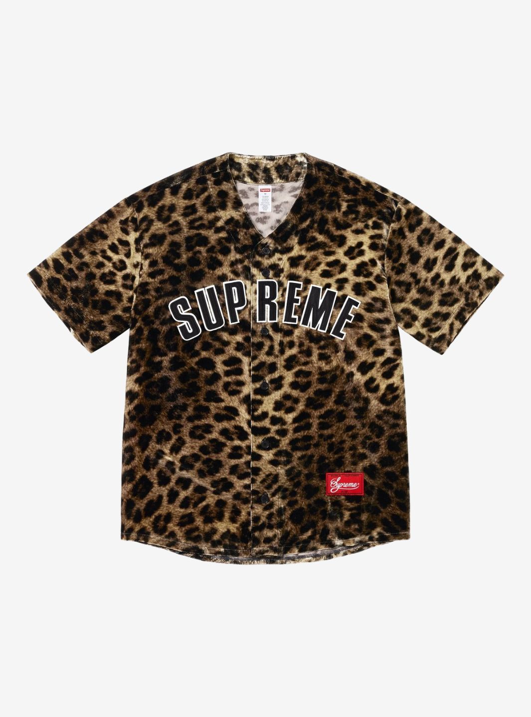 Supreme Velvet Baseball Jersey Leopard