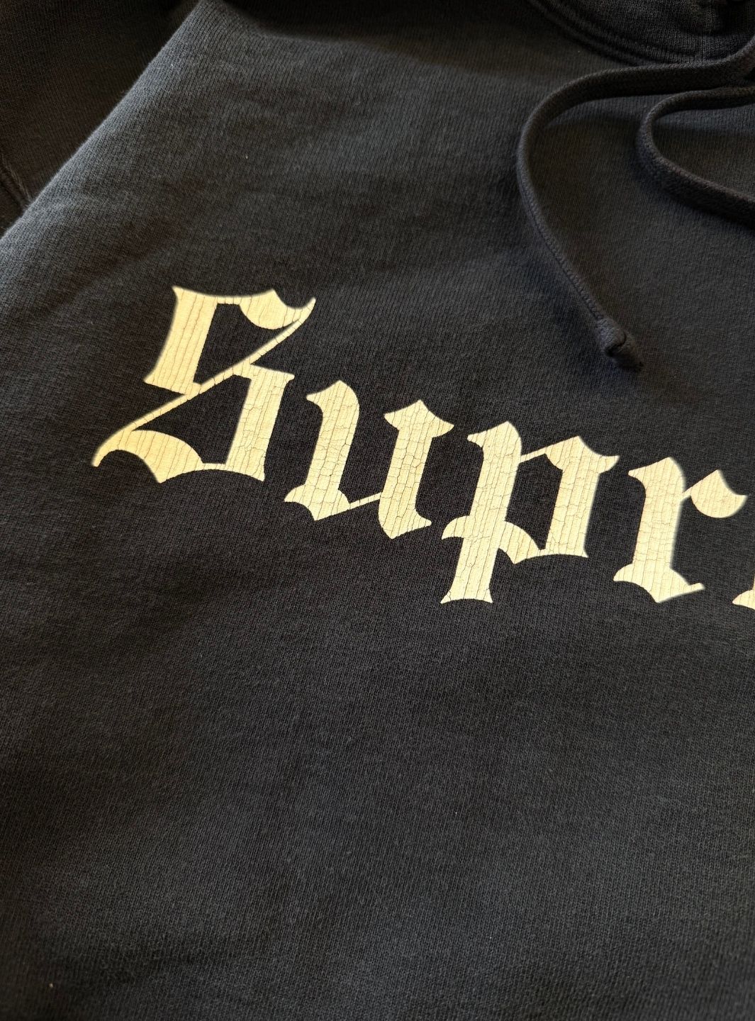 Supreme Washed Old English Hooded Sweatshirt Navy