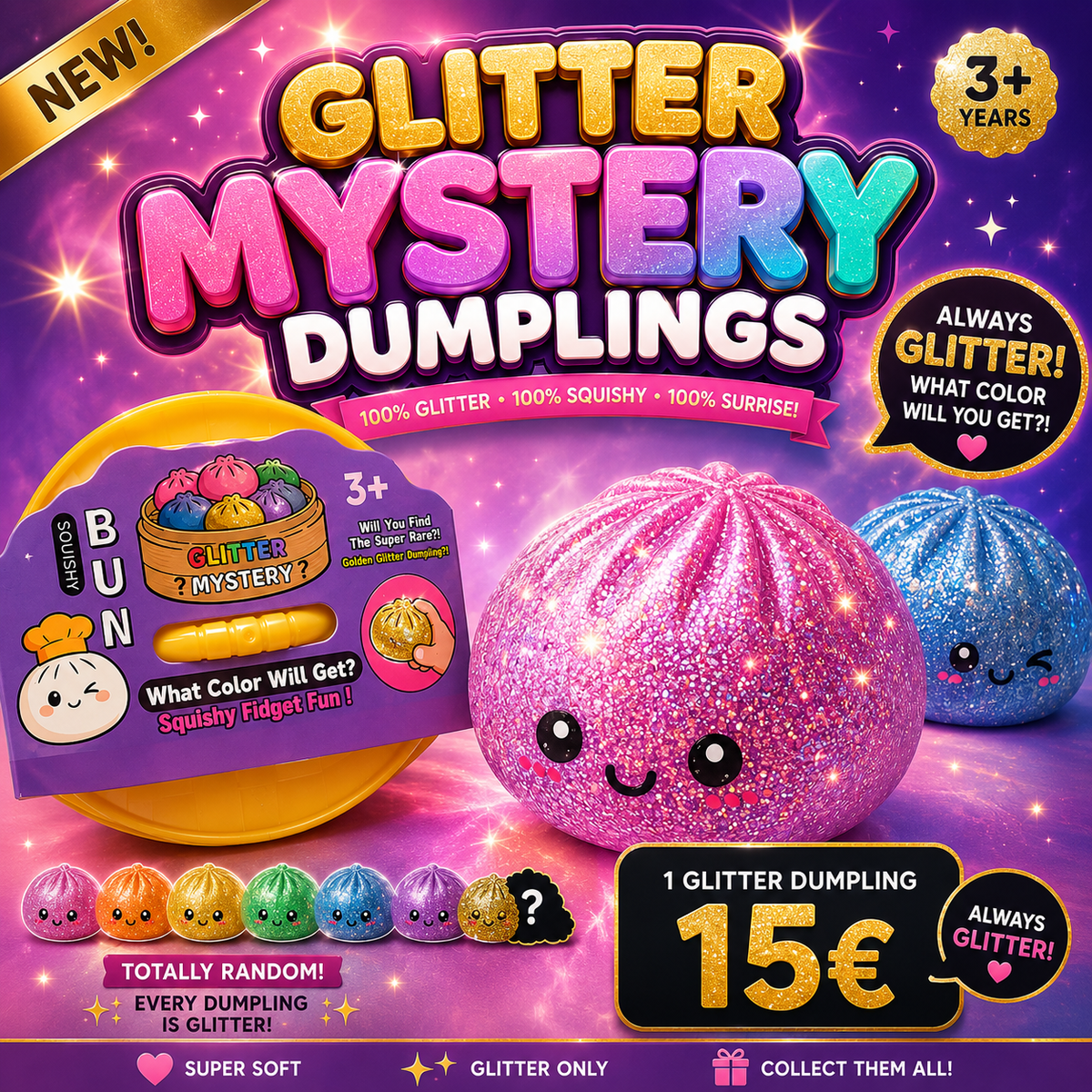 Viral Squishy Dumplings Glitter