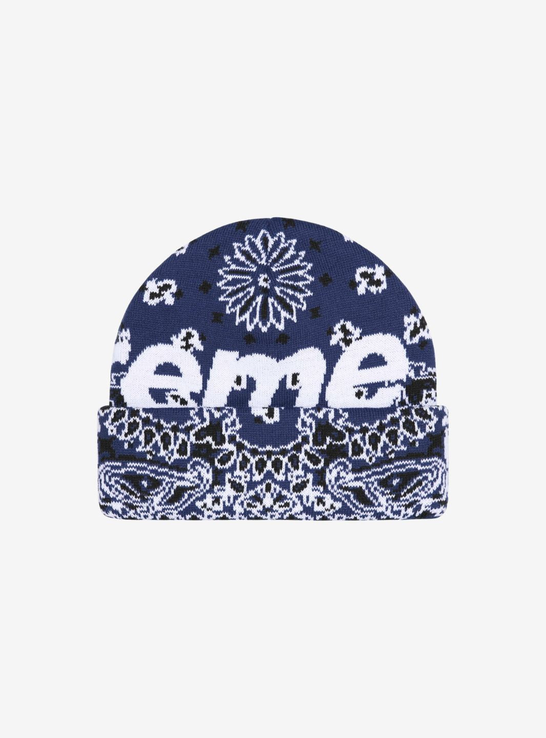 Supreme Bandana Big Logo Beanie Blue