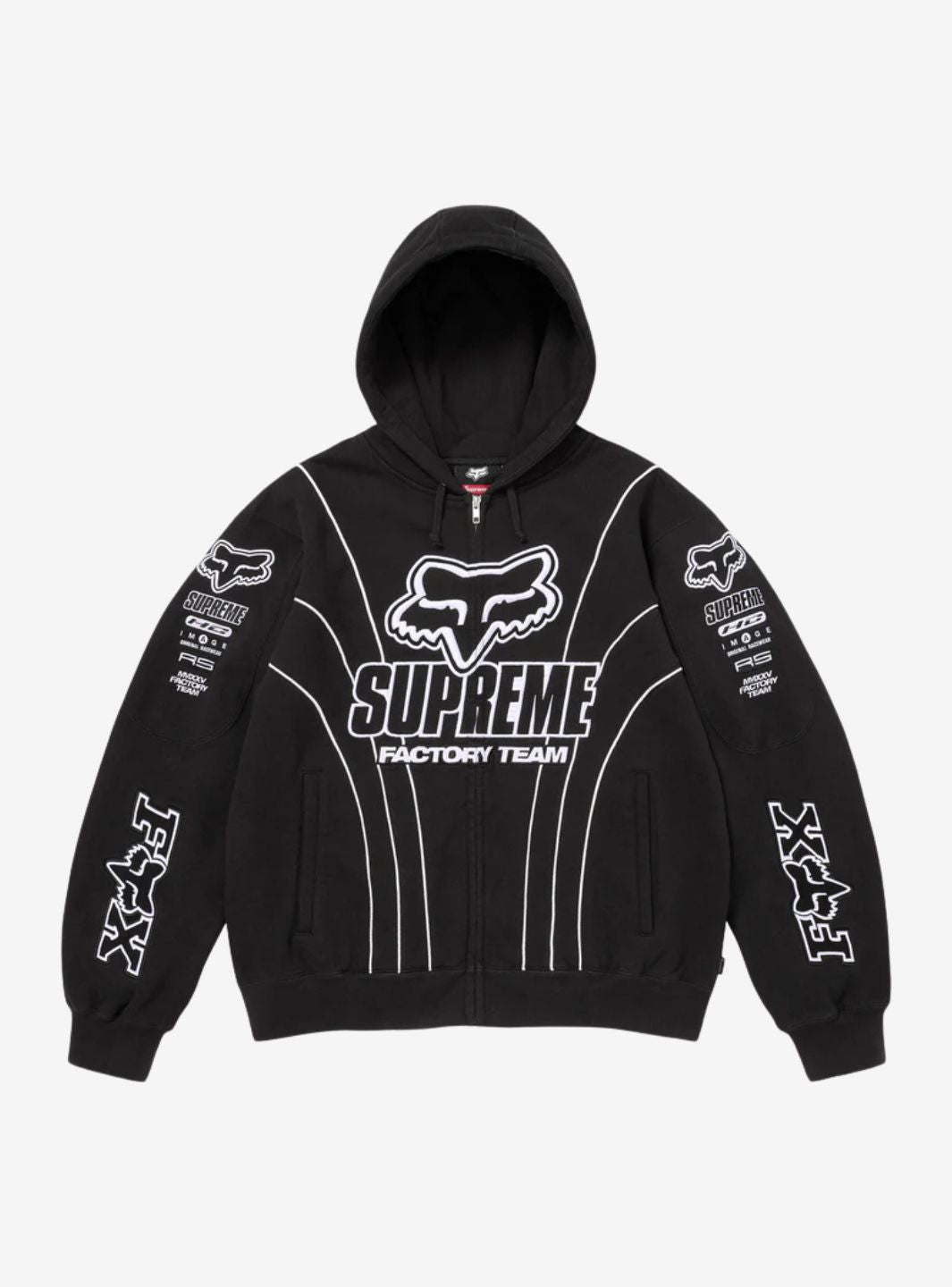 Supreme Fox Racing Zip Up Hooded Sweatshirt Black