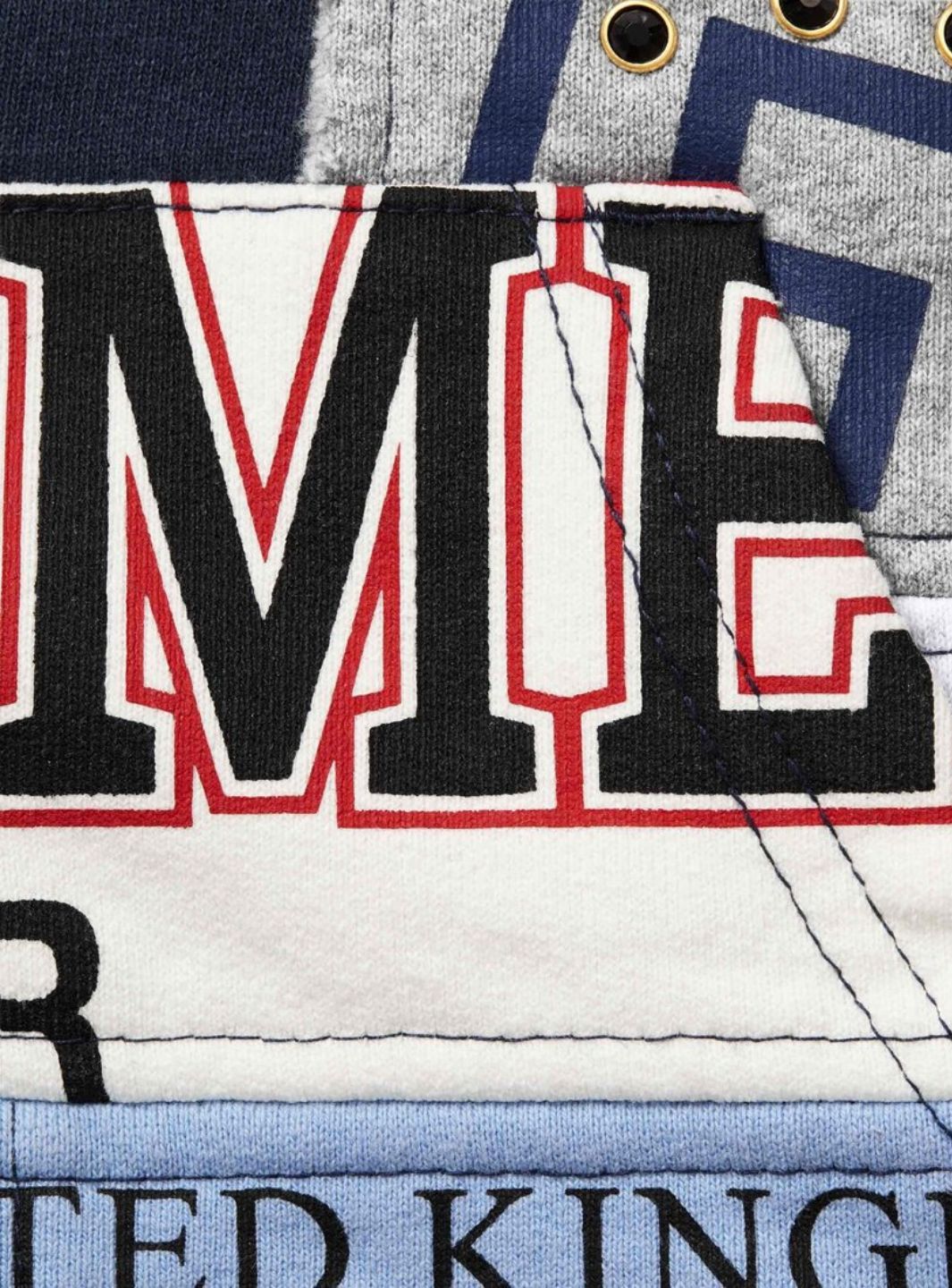 Supreme Patchwork Zip Up Hooded Sweatshirt Navy (SS25)