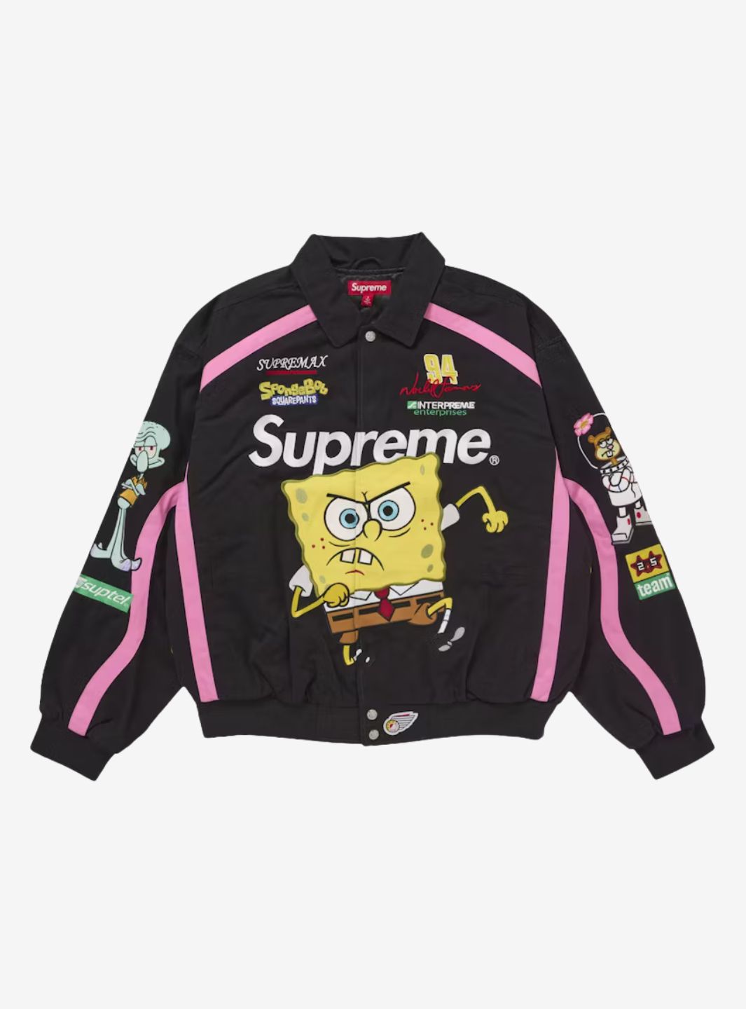 Supreme SpongeBob SquarePants Jeff Hamilton Racing Jacket Black | ResellZone