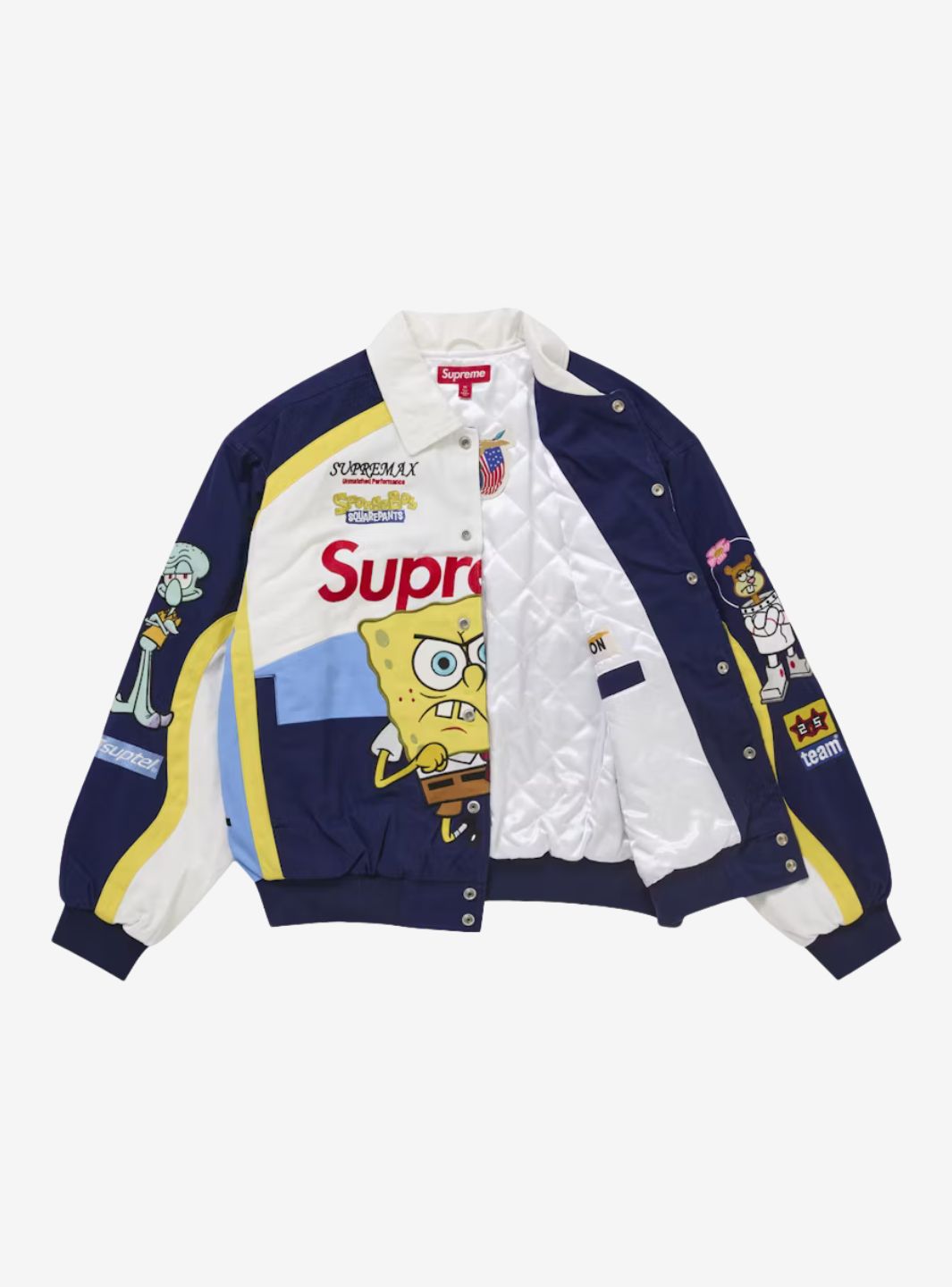 Supreme SpongeBob SquarePants Jeff Hamilton Racing Jacket White