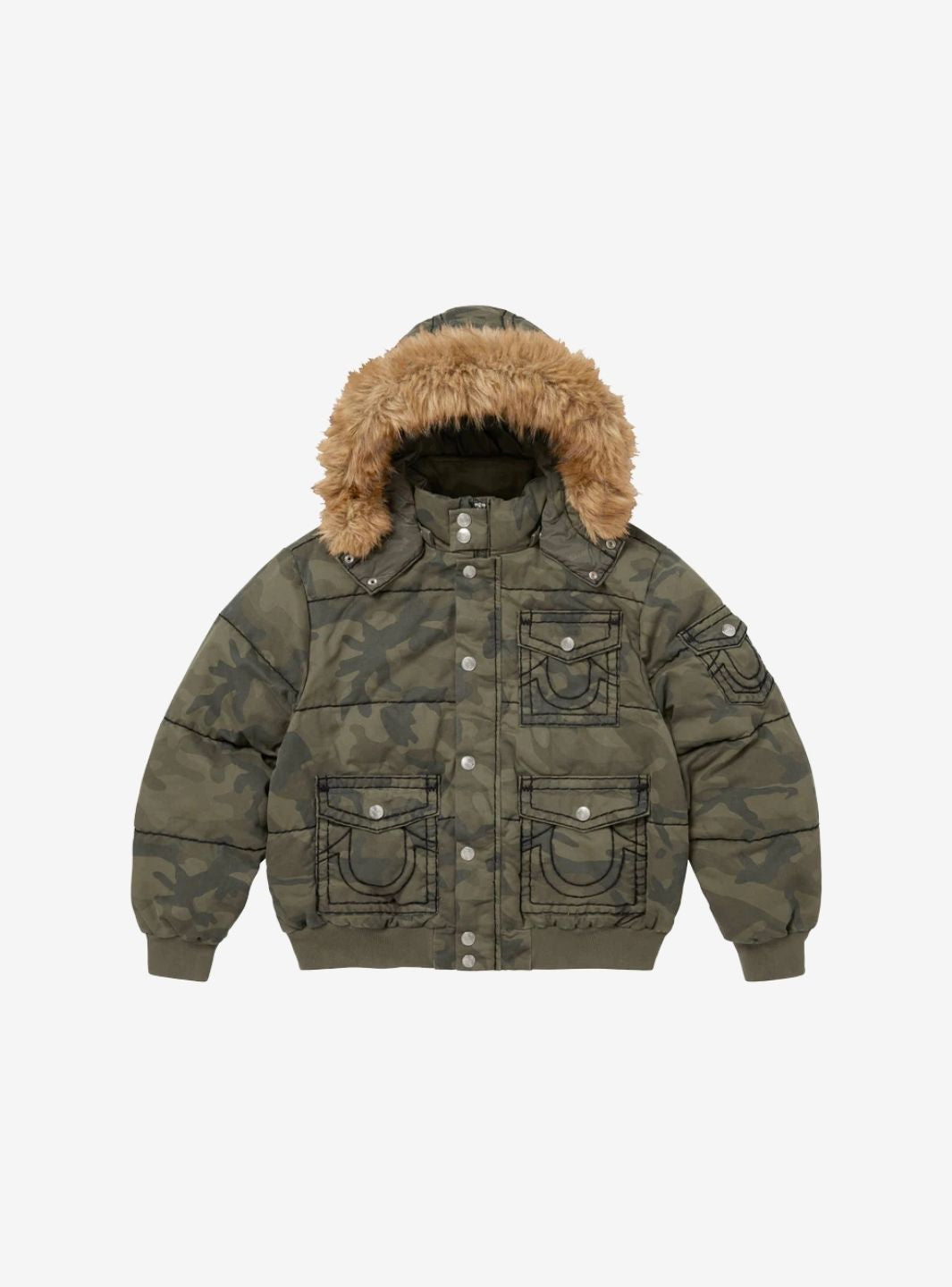 Supreme True Religion Puffer Jacket Olive Camo