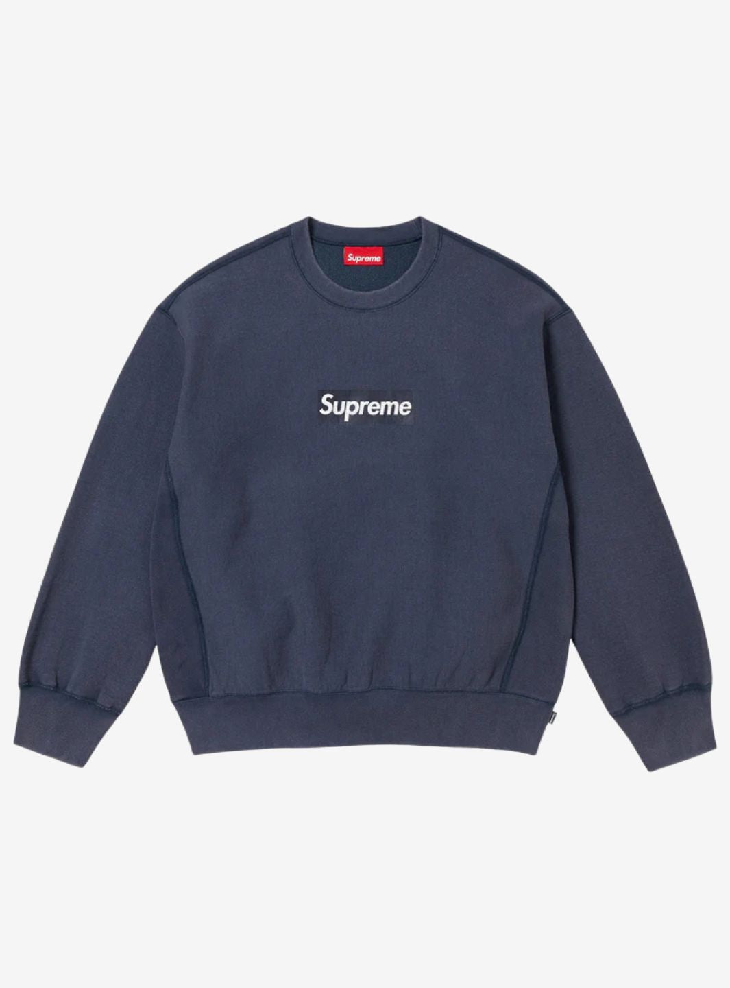 Supreme Washed Box Logo Crewneck Navy | ResellZone